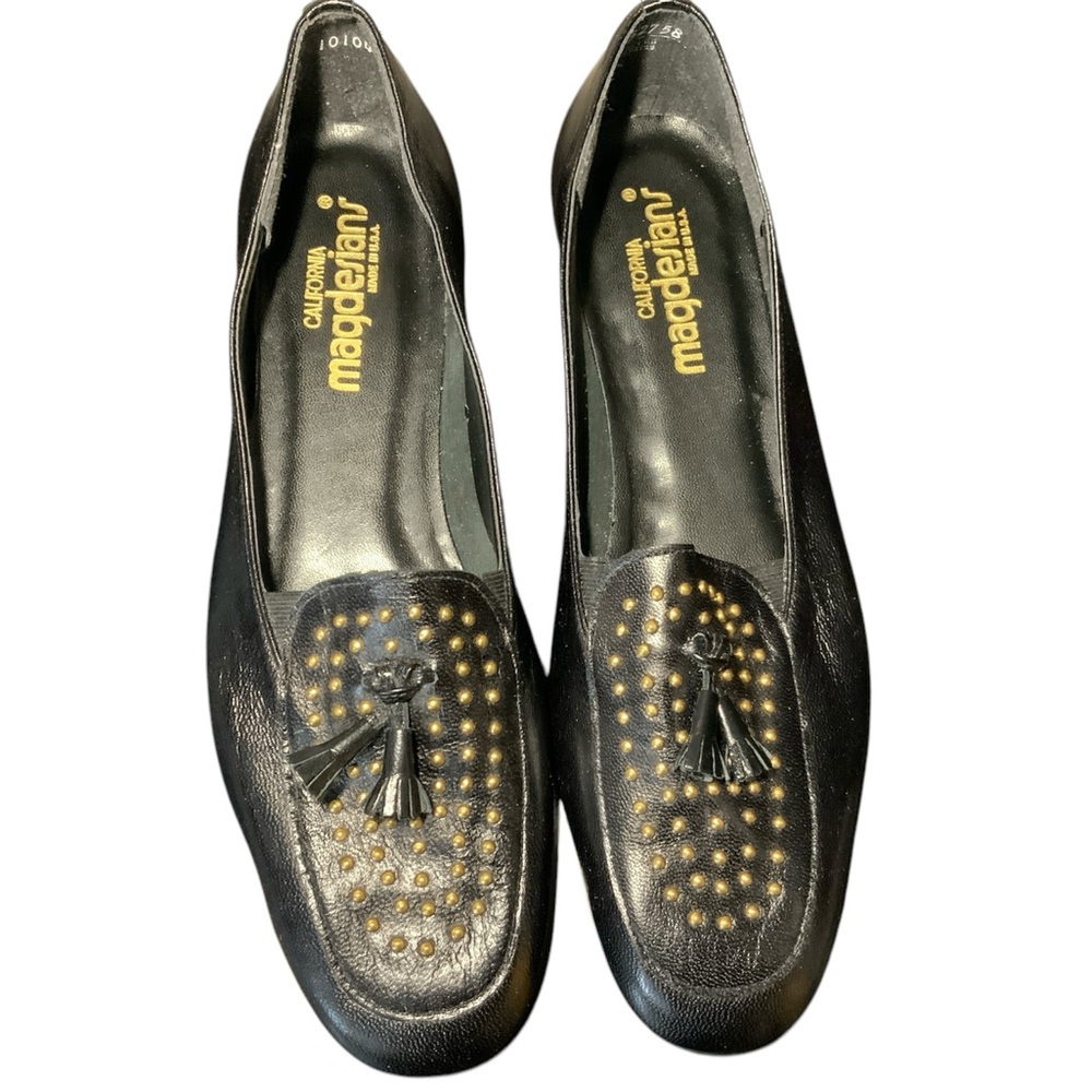 California Magdesians black studded loafers, Sz 10N